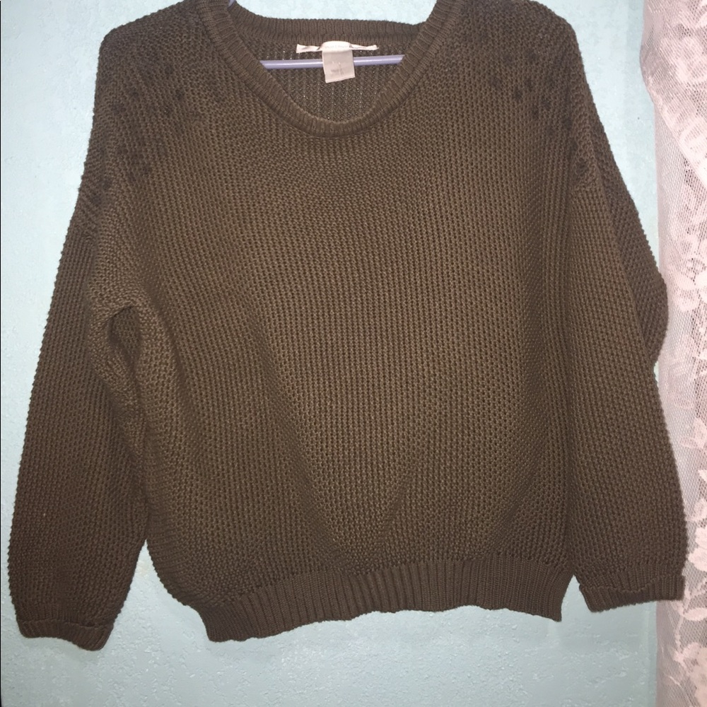 Olive green knitted sweater