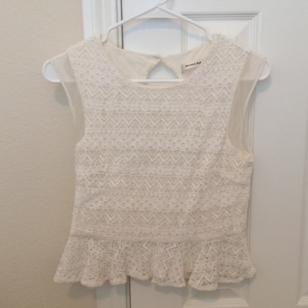 Topshop white lace top