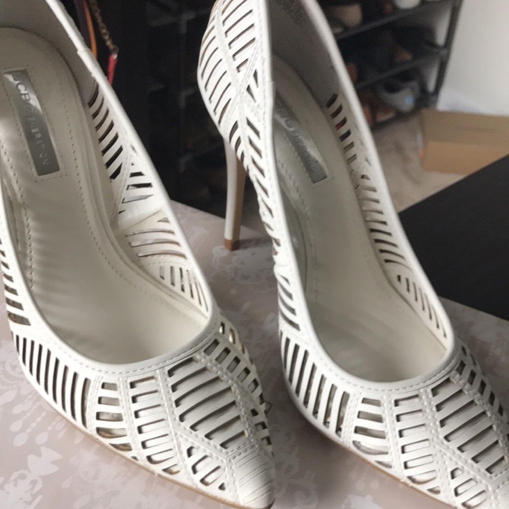 BCBG White Pumps