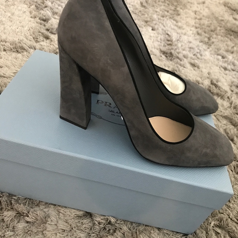 Prada suede closed toe heels