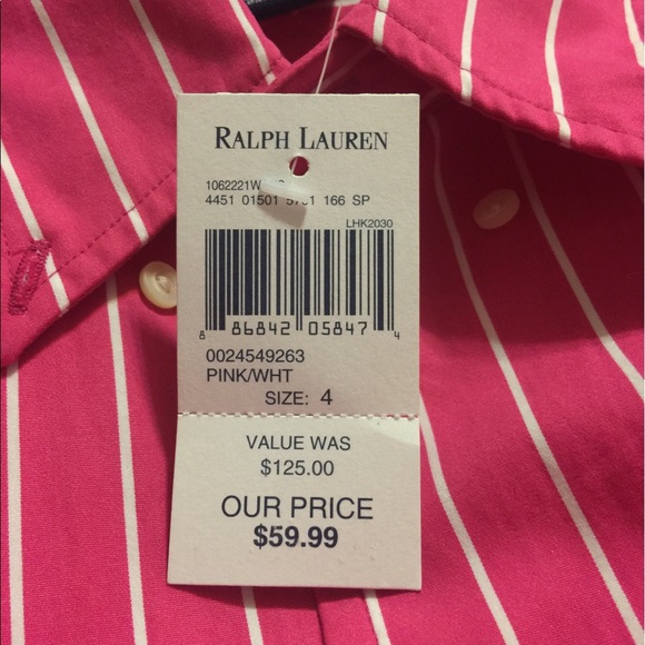BNWT Ralph Lauren Pink Button Down Shirt Sz 4 🔥 - Picture 2 of 3
