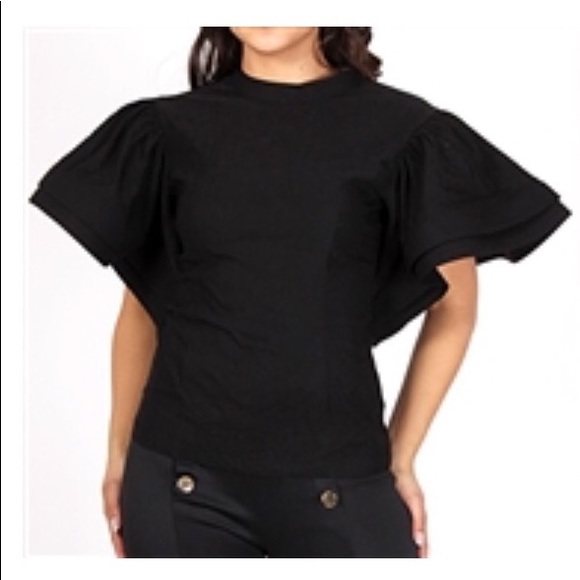 Black Big Bell Sleeves Top - Picture 1 of 1