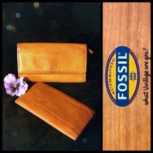 Fossil Tan Leather Large Wallet/Clutch