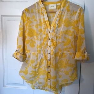 Yellow and White Maeve Elbow sleeve shirt