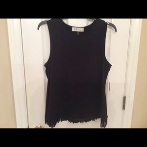Reduced KASPER sleeveless Top Embroidered Trim