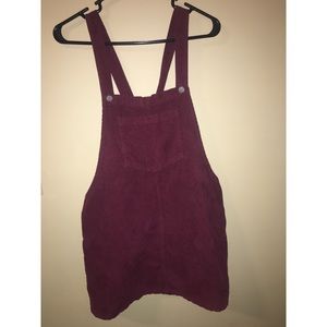 Maroon corduroy overall dress