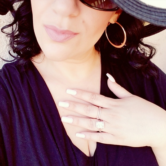 Rose Gold Emerald Cut AAA CZ Micro Pave Ring - Picture 5 of 6