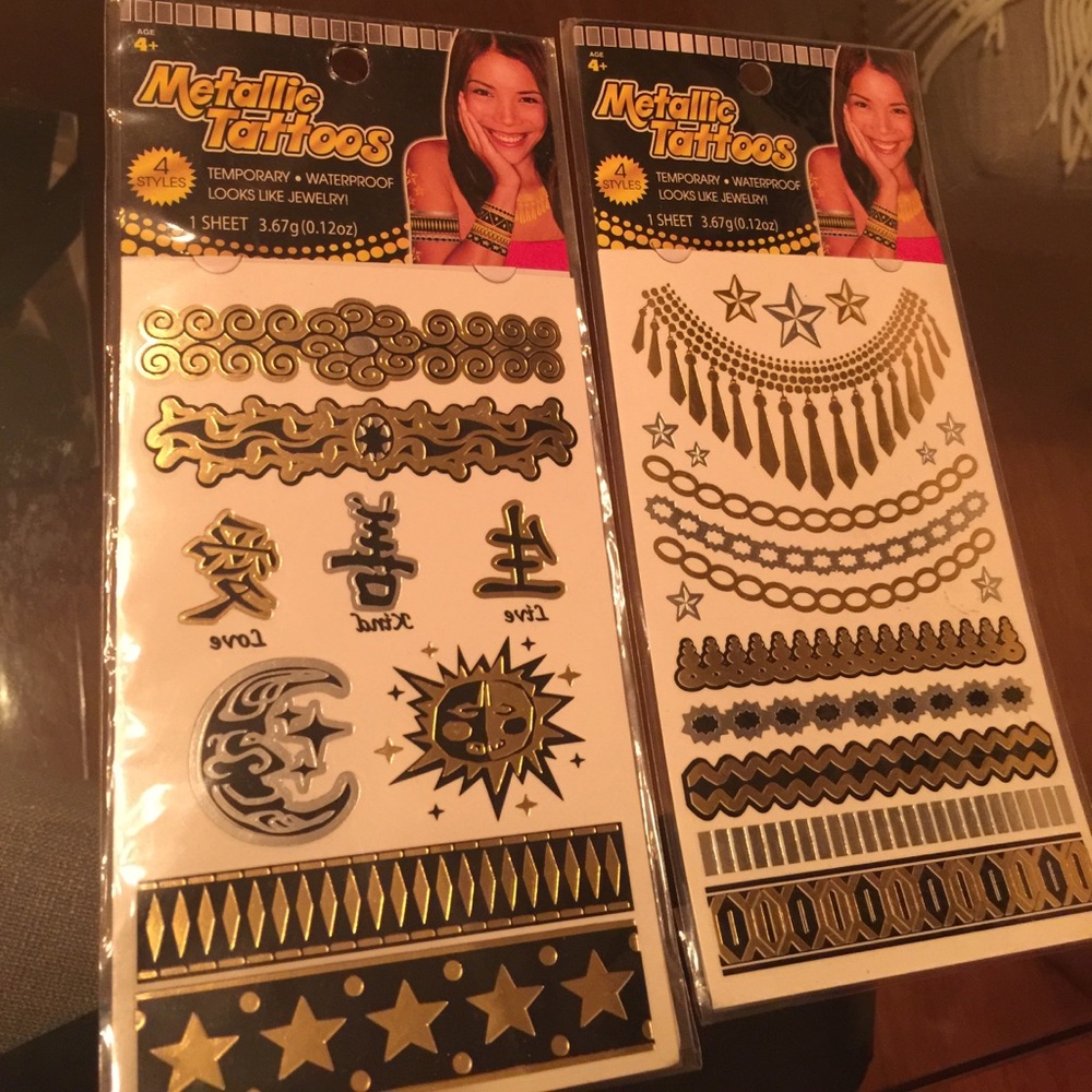 Metallic Tattoos. Gold and Black. Waterproof