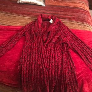 Red and black cardigan