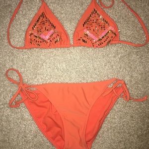 Orange triangle bikini