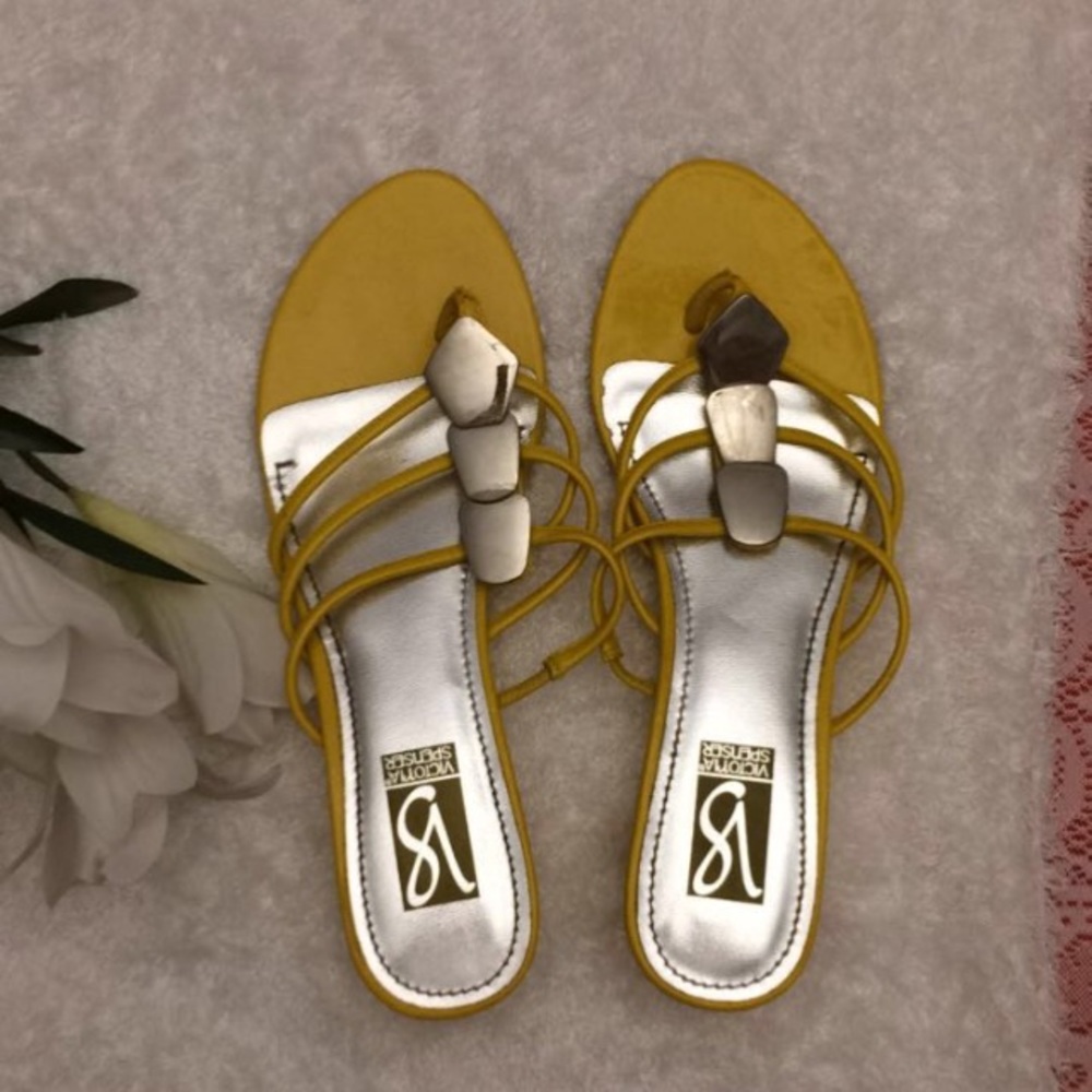 Victoria Spenser yellow wedge sandals