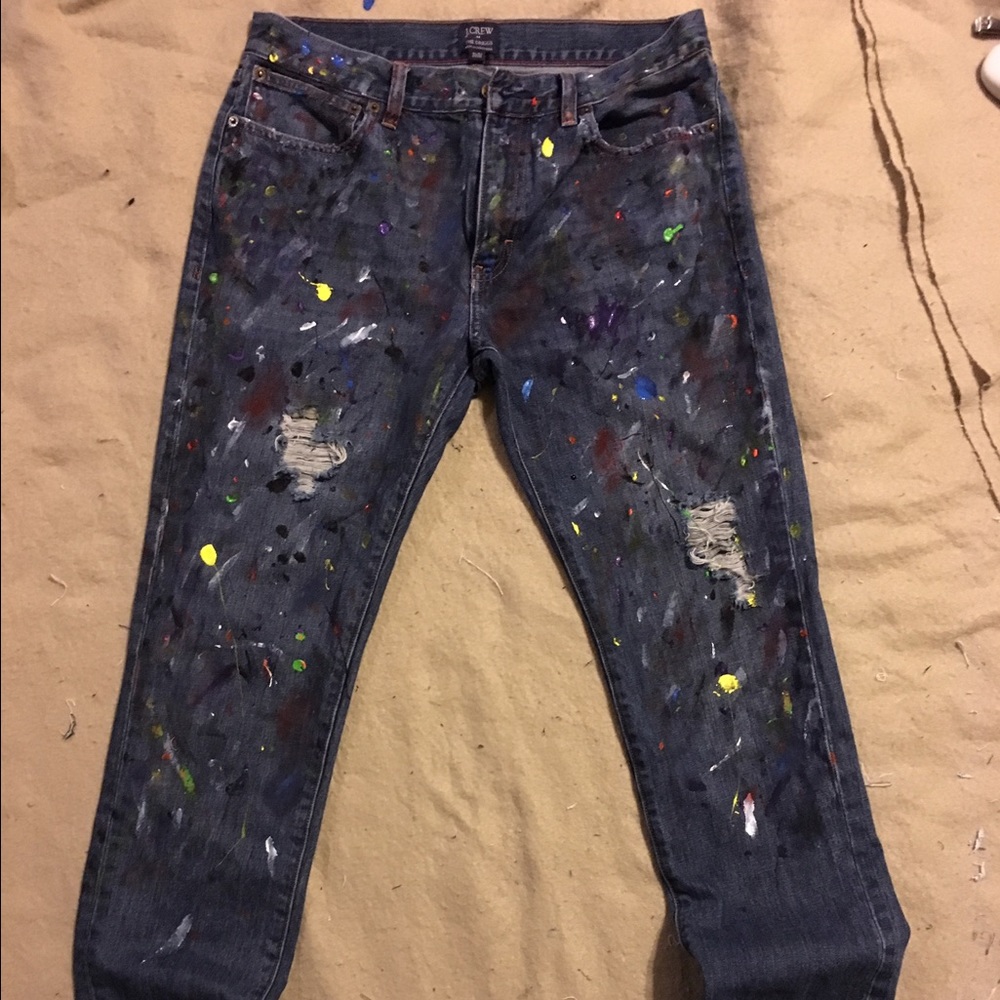 Painted denim jeans