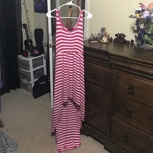 White and pink waterfall maxi dress