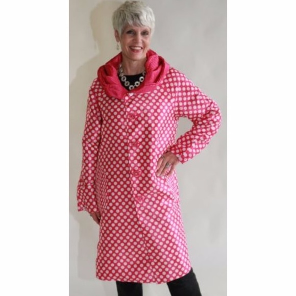 UBU Pink Reversible Raincoat Solid to Polkadot