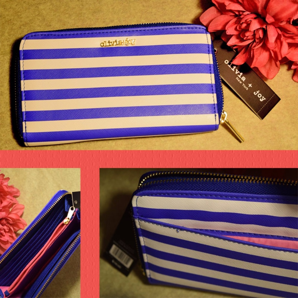 Blue & White Stripe Wallet Clutch Olivia + Joy NY