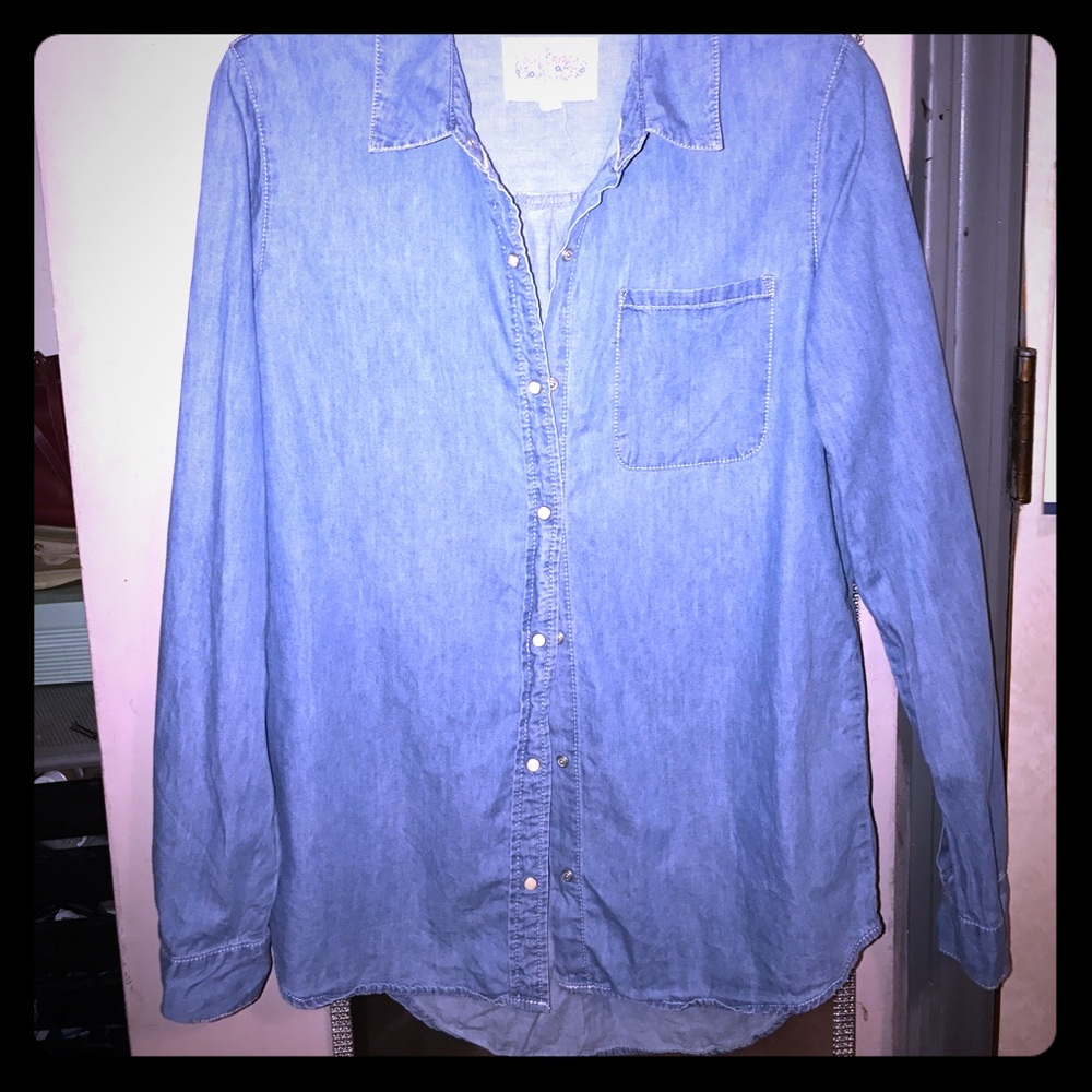 Jean button down shirt hi lo