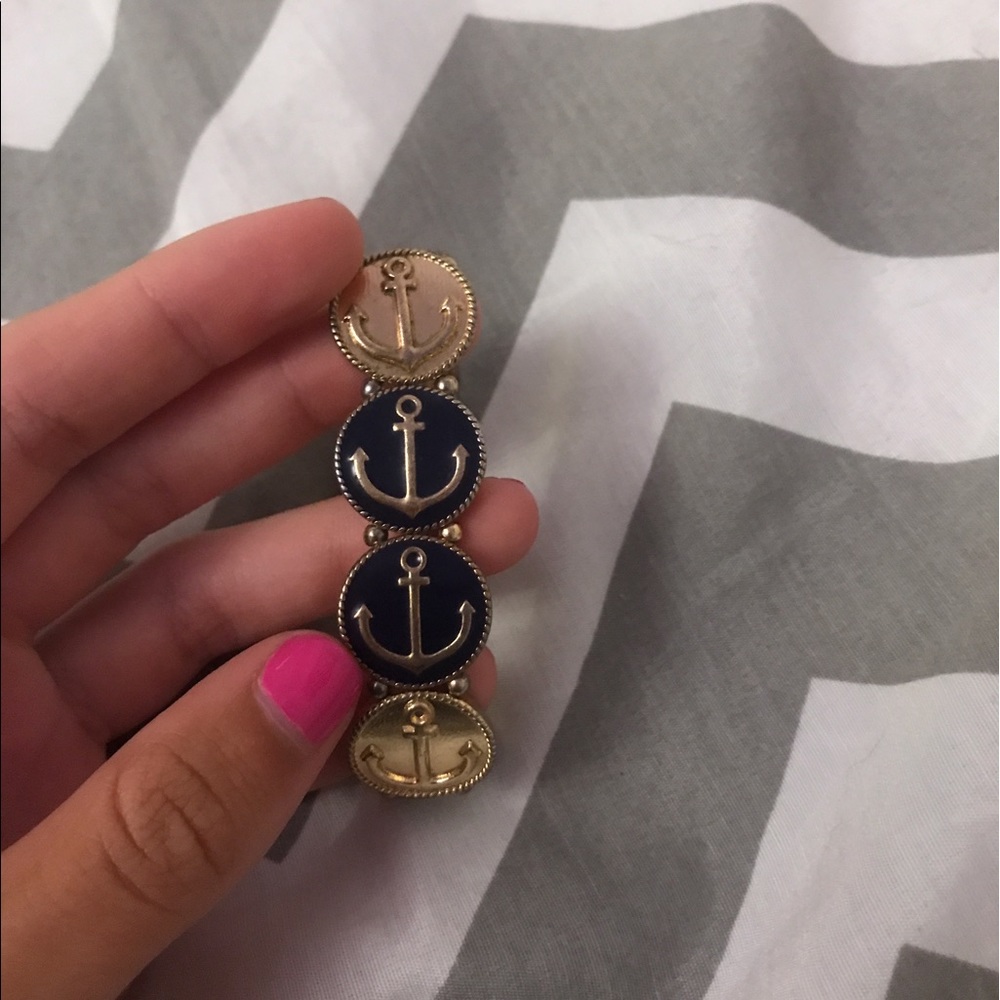 Nautical navy and white anchor bracelet