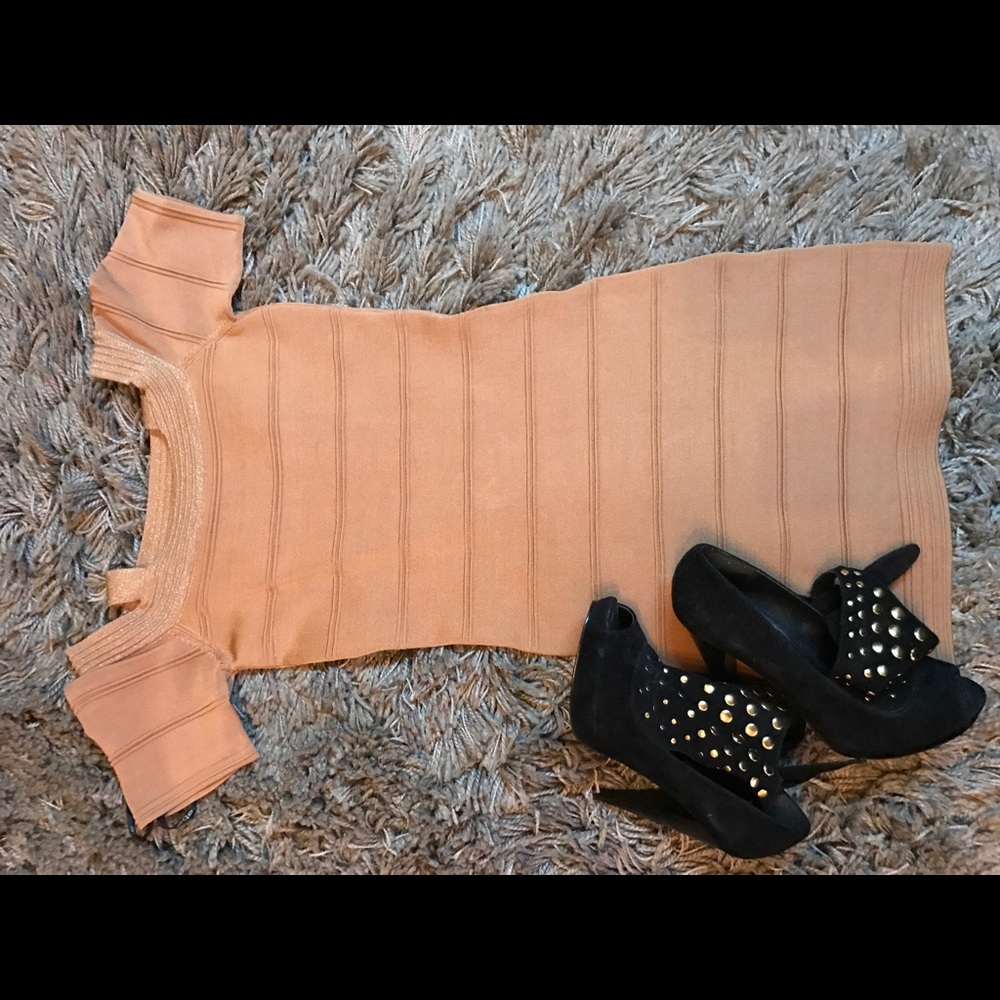 Bebe gold bandage dress