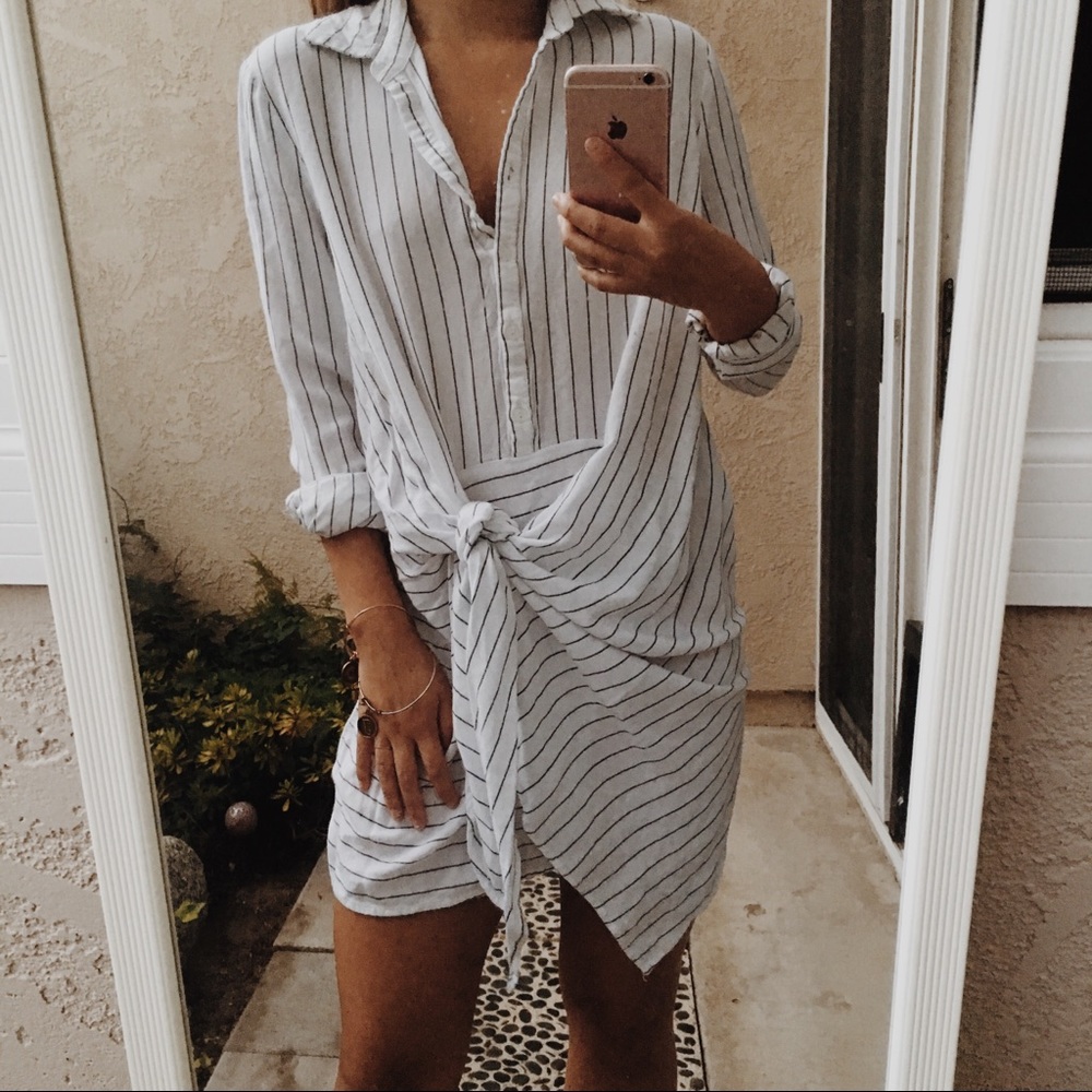 Knotted chambray dress