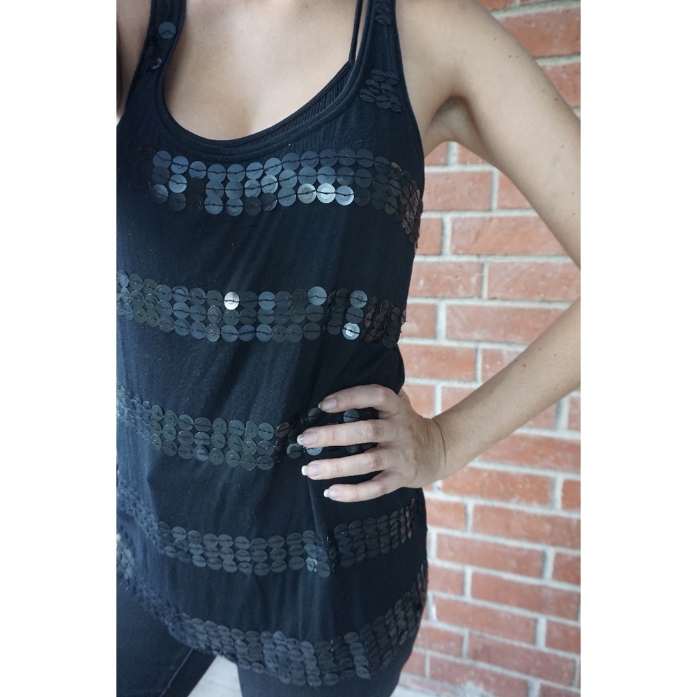 Forever 21 Black Stripe Sequin Tank Top