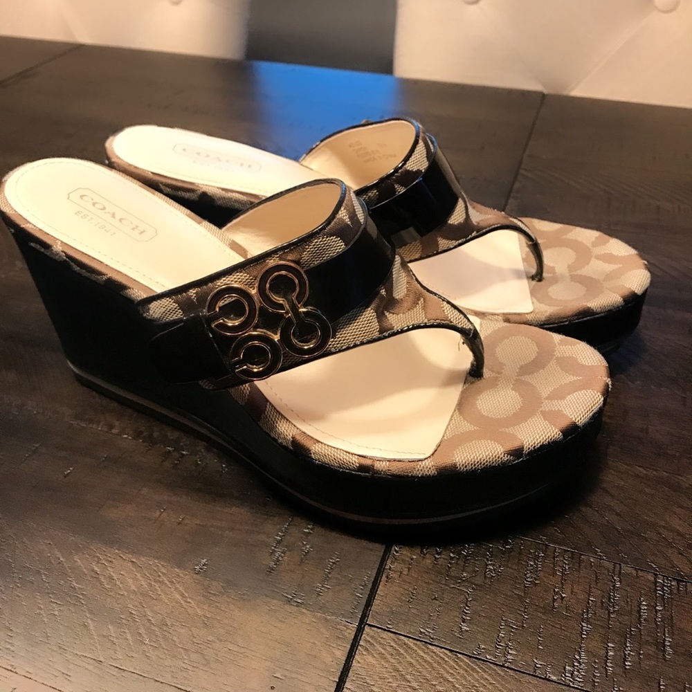 Coach Wedges Size 7.5 Signature Monogram