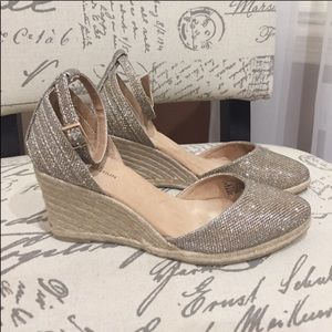 Gold shimmer espadrille wedges