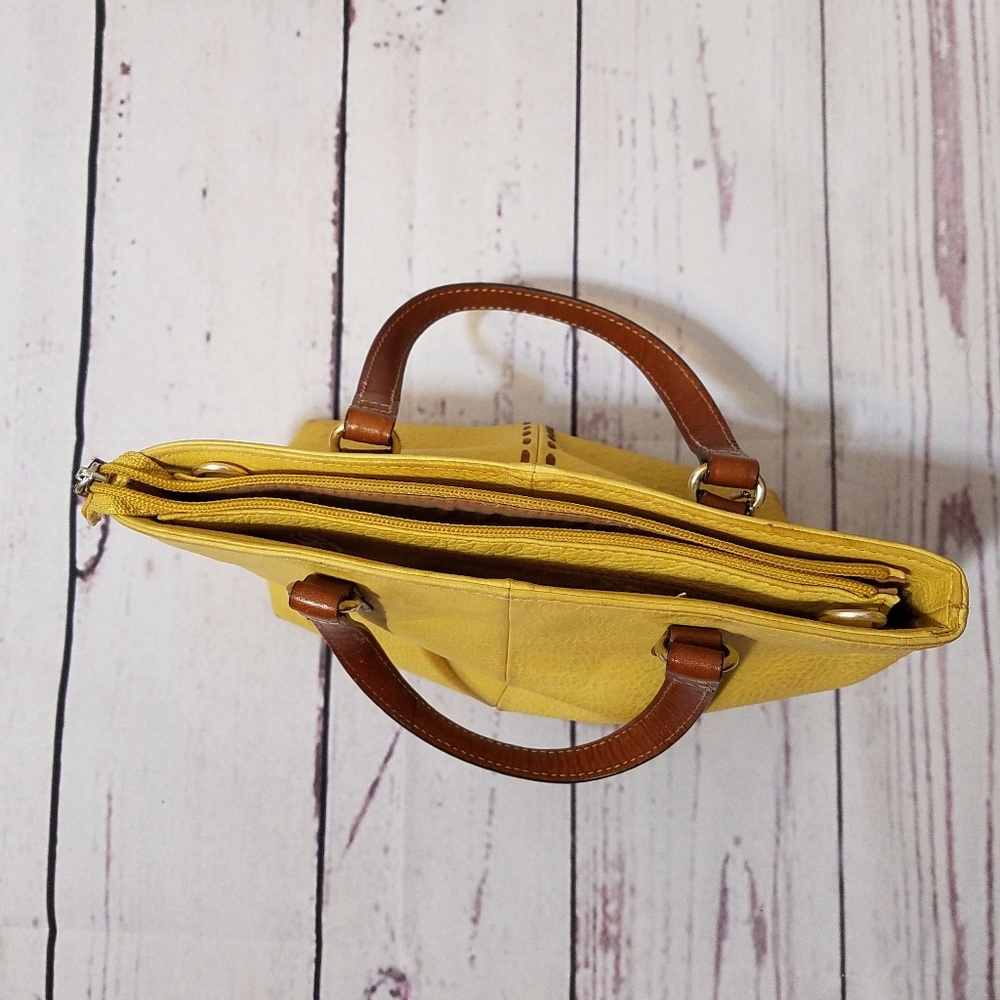 Fossil Yellow Pebble Leather Key Tag Small Satchel - Picture 7 of 7