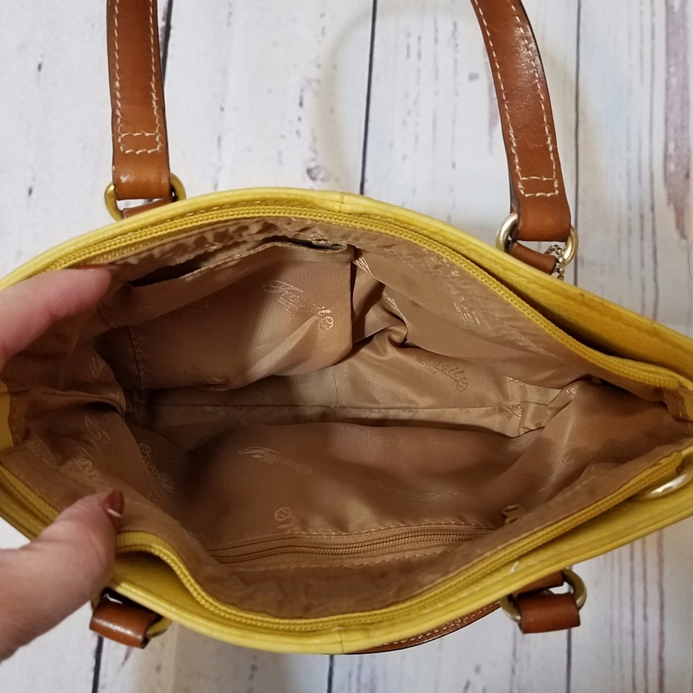 Fossil Yellow Pebble Leather Key Tag Small Satchel - Picture 4 of 7