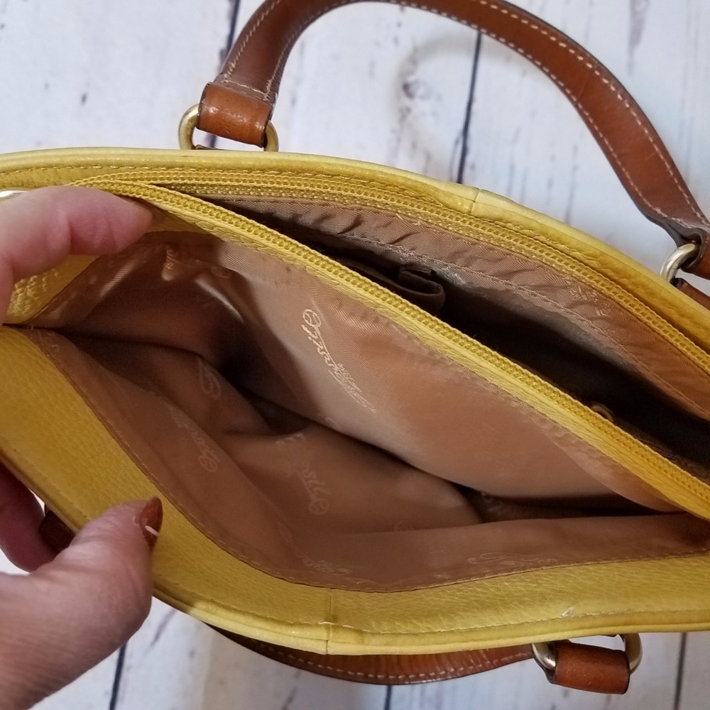 Fossil Yellow Pebble Leather Key Tag Small Satchel - Picture 6 of 7