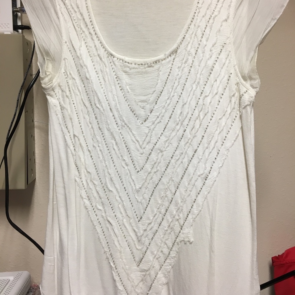 Armani exchange tulle and beaded top