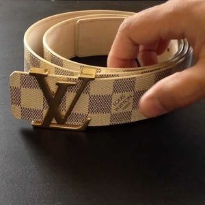LOUIS VUITTON white damier men's belt
