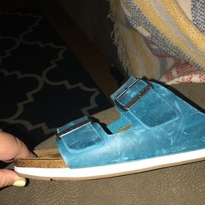 Turquoise birkenstocks