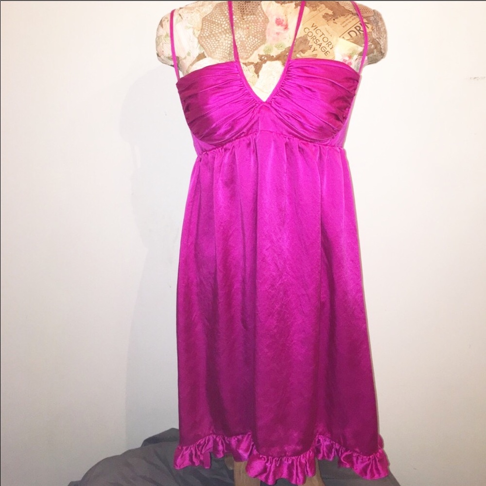 Cute Betsy Johnson fucsia silk hi-lo dress sz: 10
