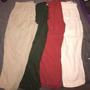 Linen blend soft cropped pants 4 BUNDLE