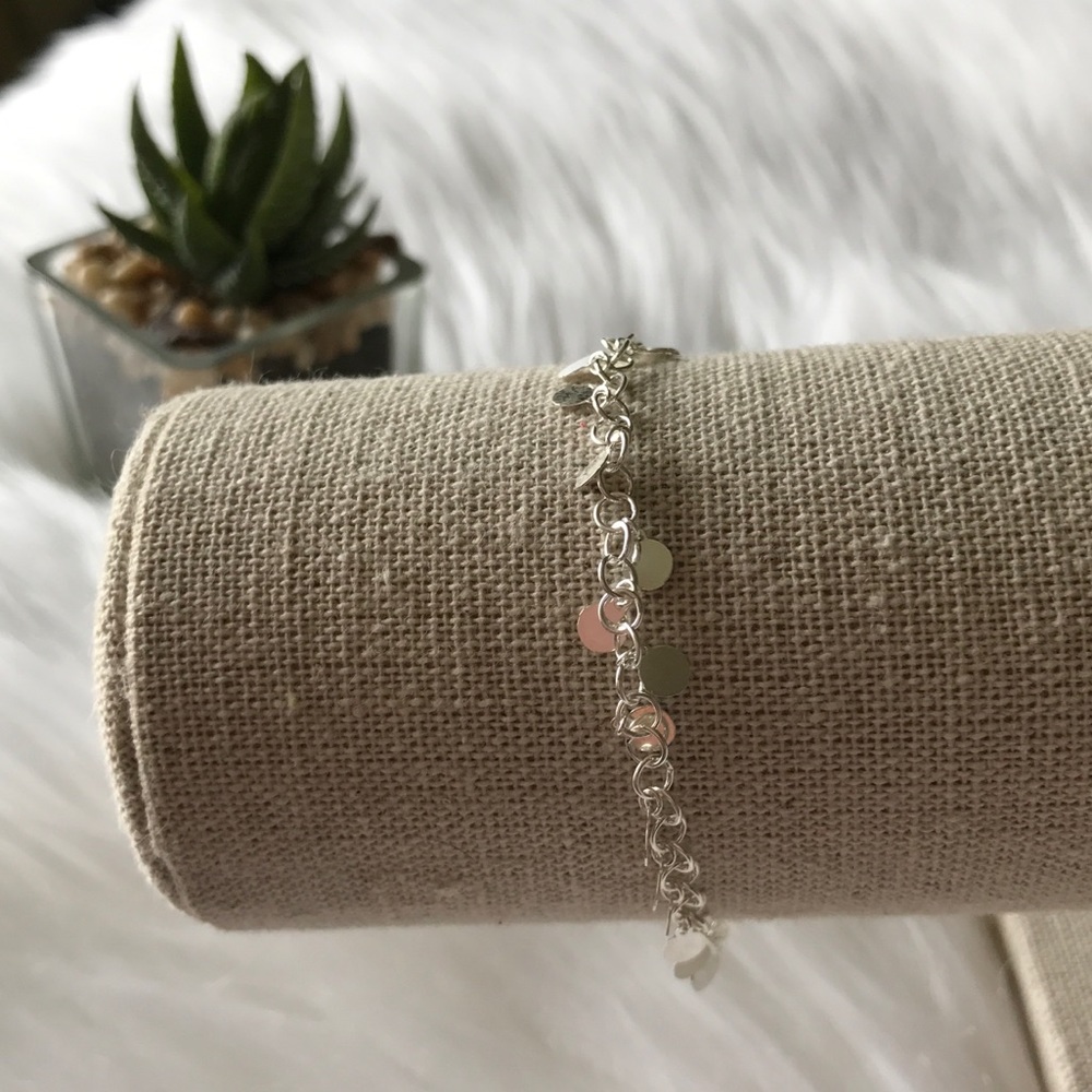 925 Silver Bracelet/ankle 7" small circle charms