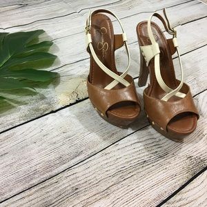Jessica Simpson Faux Wood Heel Leather Sandal