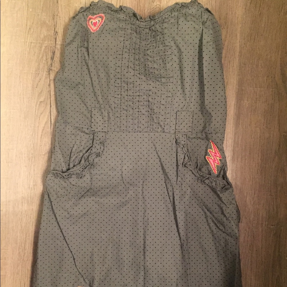 gray & black polka dot dress w/ pockets!