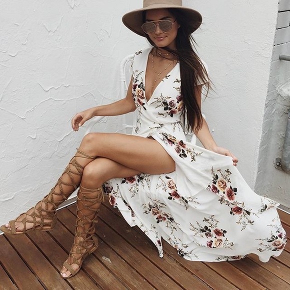 Floral Wrap Short Sleeve Maxi Dress - Picture 3 of 8