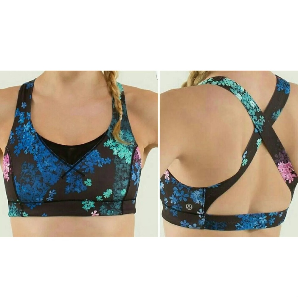 Nwot Rare Lululemon sport bra multi floral black 4