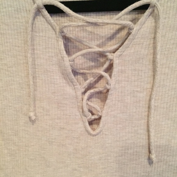 Tan Nude Lace Up Bodysuit - Picture 5 of 6