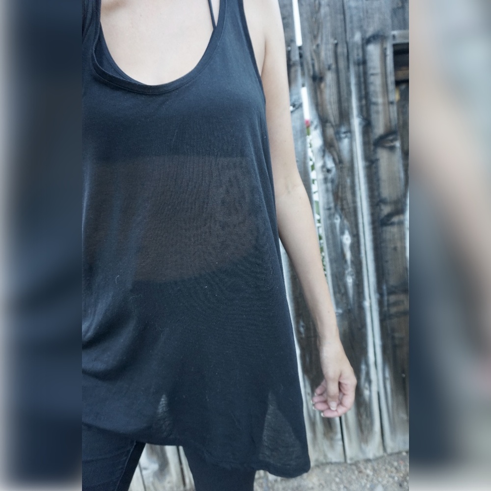 Long Sheer Black Racerback Tank