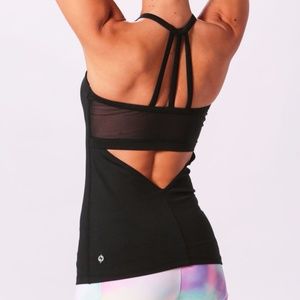 Black halter neck athletic tank  | PopFlex