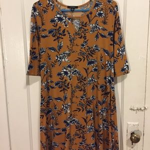 Espresso Orange Floral Dress Casual