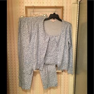 Victoria's Secret 3 Piece Pajama Set Blue Size Med