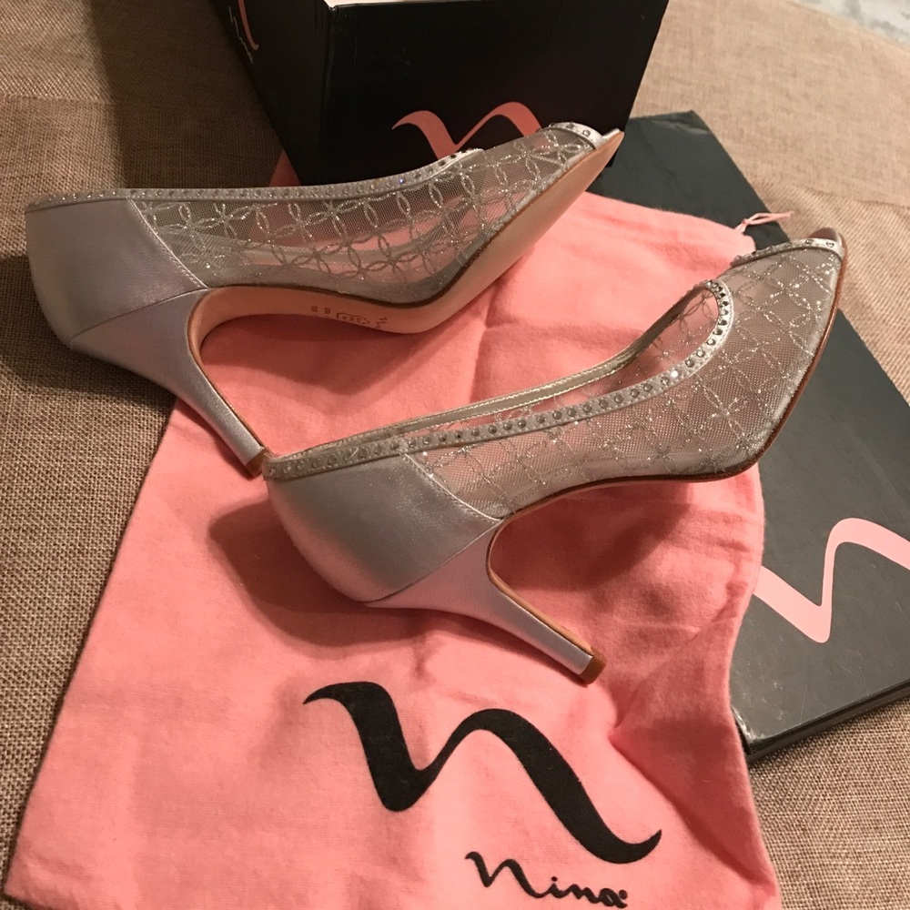 Silver mesh evening shoes