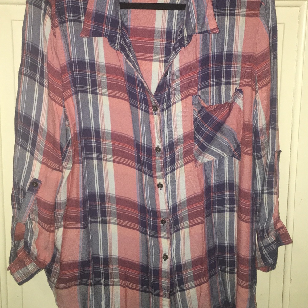Soft pink blue and white flannel