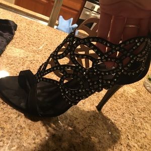 Black Fabi Jeweled Shoes, slightly worn