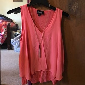 Peach tank top with necklace