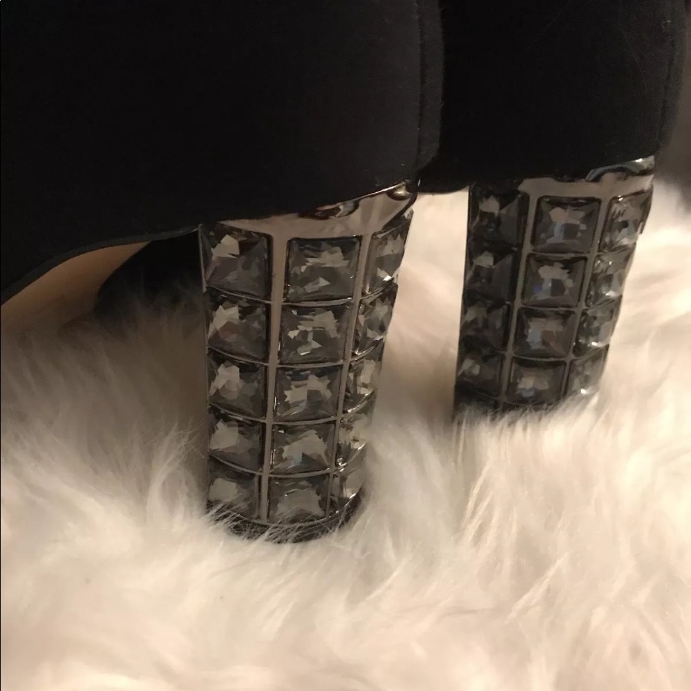 DUNE LONDON SZ 8 bootie open toe suede Bling heel - Picture 6 of 8