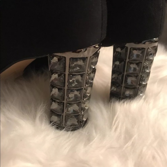 DUNE LONDON SZ 8 bootie open toe suede Bling heel - Picture 6 of 8